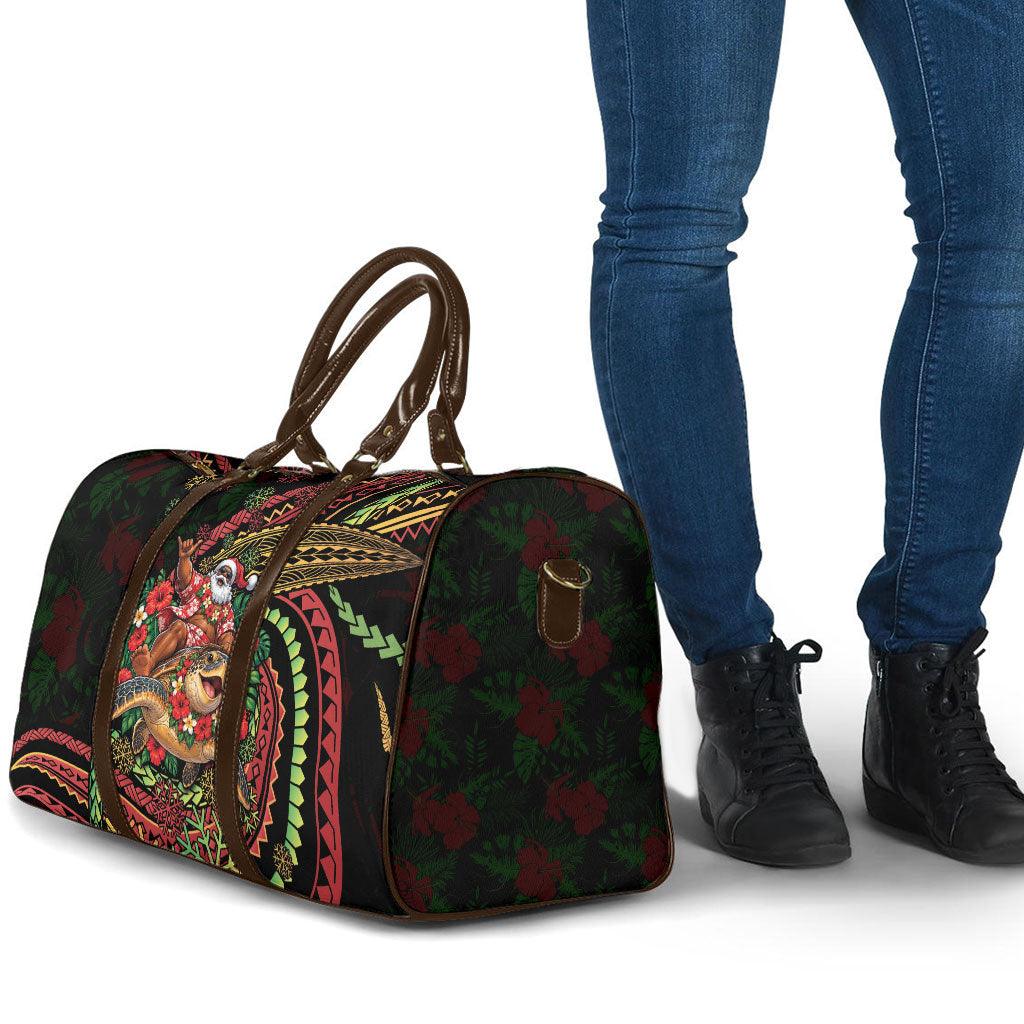 Hawaii Christmas Travel Bag Aloha Santa Riding Honu DT05 - Polynesian Pride