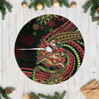 Hawaii Christmas Tree Skirt Aloha Santa Riding Honu DT05 Casual Black - Polynesian Pride