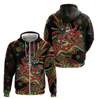 Hawaii Christmas Zip Hoodie Aloha Santa Riding Honu DT05 - Polynesian Pride