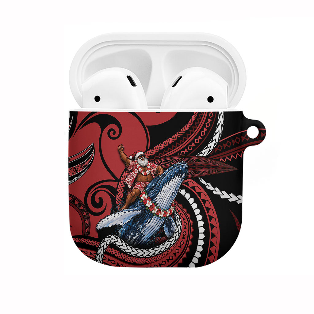 Tonga Christmas AirPods Case Santa Riding Humpback Whale DT05 Red - Polynesian Pride