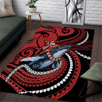 Tonga Christmas Area Rug Santa Riding Humpback Whale DT05 Red - Polynesian Pride