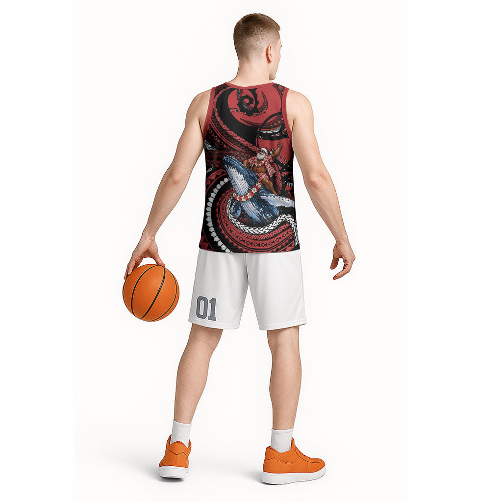 Tonga Christmas Basketball Jersey Santa Riding Humpback Whale DT05 - Polynesian Pride