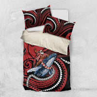 Tonga Christmas Bedding Set Santa Riding Humpback Whale DT05 US Twin 172cm x 218cm Red - Polynesian Pride