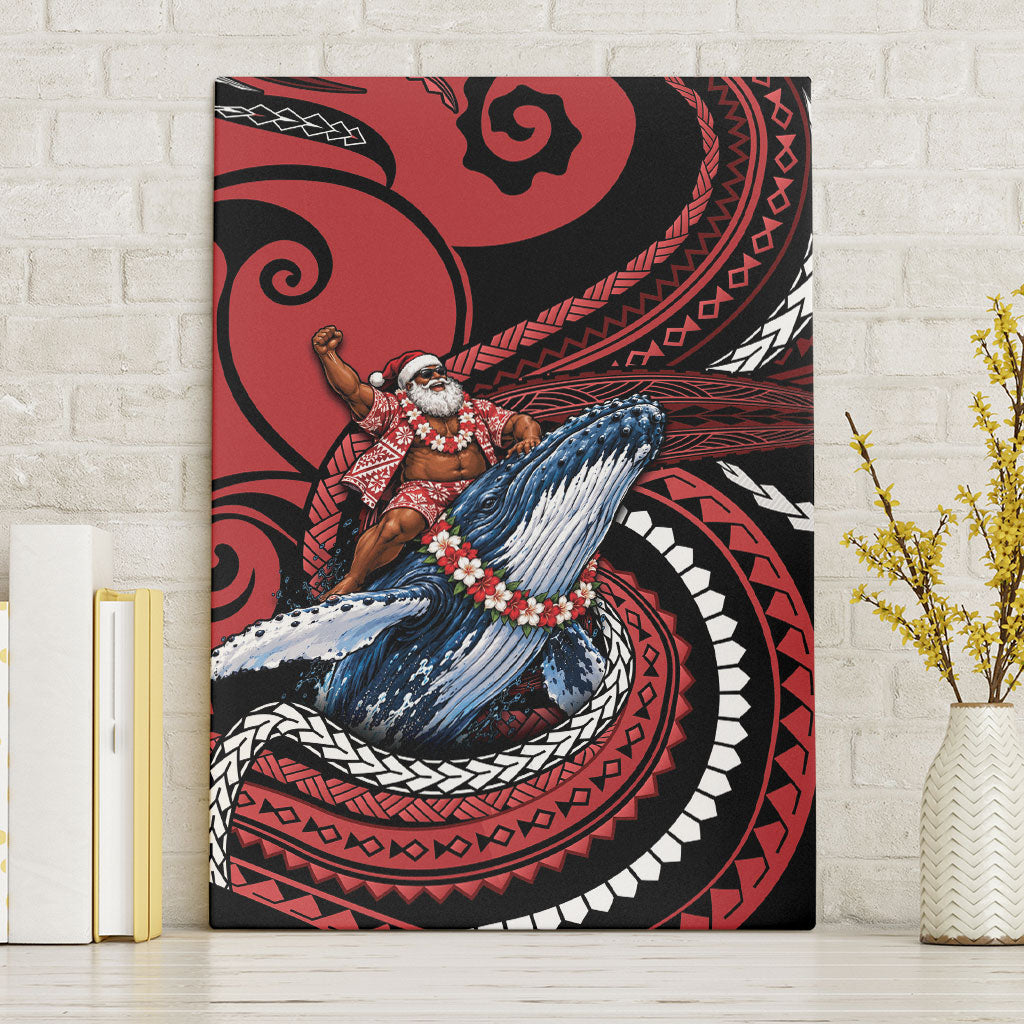 Tonga Christmas Canvas Wall Art Santa Riding Humpback Whale DT05 Without Frame Red - Polynesian Pride