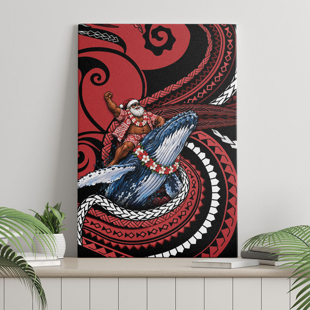 Tonga Christmas Canvas Wall Art Santa Riding Humpback Whale DT05 - Polynesian Pride