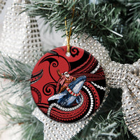 Tonga Christmas Ceramic Ornament Santa Riding Humpback Whale DT05 - Polynesian Pride