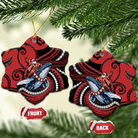 Tonga Christmas Ceramic Ornament Santa Riding Humpback Whale DT05 Snow Flake Red - Polynesian Pride