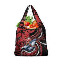 Tonga Christmas Grocery Bag Santa Riding Humpback Whale DT05 1-pack One Size Red - Polynesian Pride