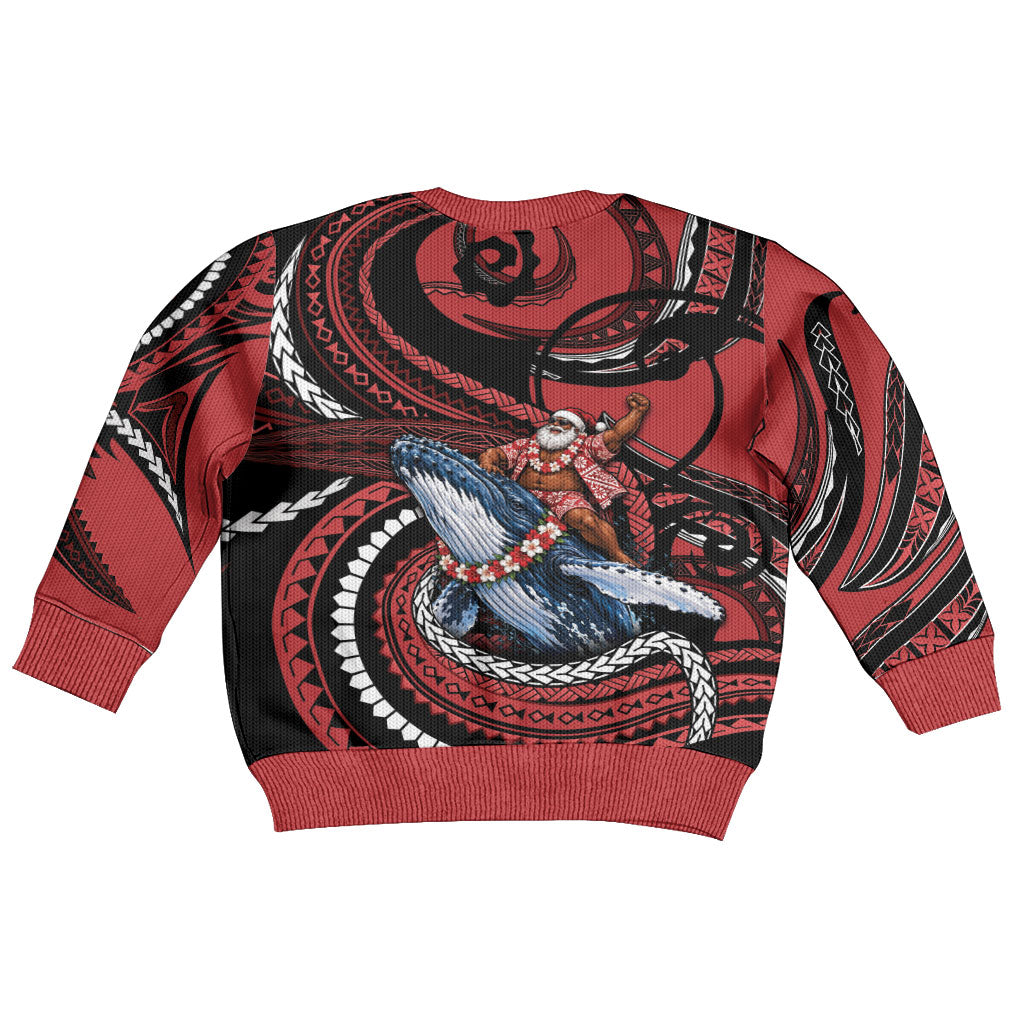 Tonga Christmas Kid Ugly Christmas Sweater Santa Riding Humpback Whale DT05 - Polynesian Pride
