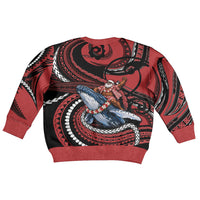 Tonga Christmas Kid Ugly Christmas Sweater Santa Riding Humpback Whale DT05 - Polynesian Pride