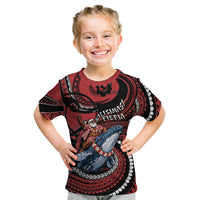 Tonga Christmas Kid T Shirt Santa Riding Humpback Whale DT05 Red - Polynesian Pride