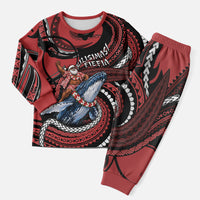 Tonga Christmas Pajama Set Santa Riding Humpback Whale DT05 Men Red - Polynesian Pride