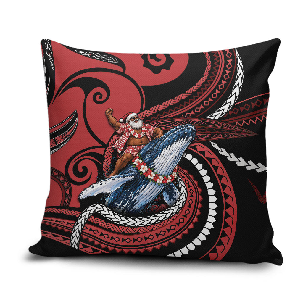 Tonga Christmas Pillow Cover Santa Riding Humpback Whale DT05 Red - Polynesian Pride
