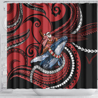 Tonga Christmas Shower Curtain Santa Riding Humpback Whale DT05 - Polynesian Pride
