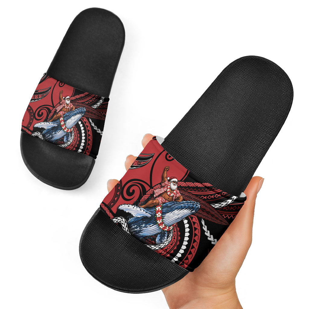 Tonga Christmas Slide Sandals Santa Riding Humpback Whale DT05 - Polynesian Pride