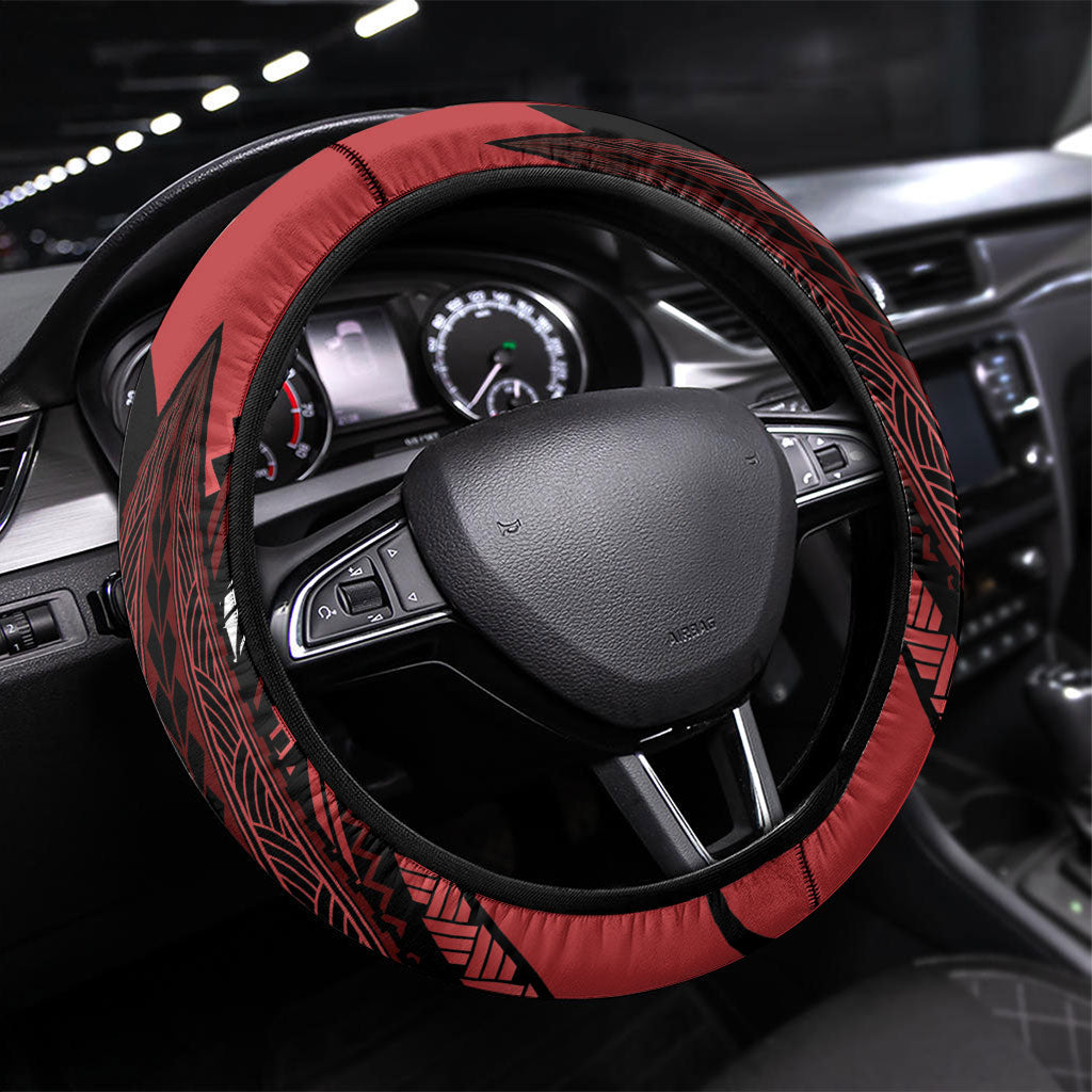 Tonga Christmas Steering Wheel Cover Santa Riding Humpback Whale DT05 Universal Fit Red - Polynesian Pride