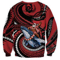 Tonga Christmas Sweatshirt Santa Riding Humpback Whale DT05 - Polynesian Pride