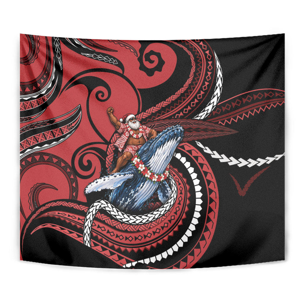 Tonga Christmas Tapestry Santa Riding Humpback Whale DT05 - Polynesian Pride