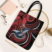 Tonga Christmas Tote Bag Santa Riding Humpback Whale DT05 Black Strap One Size Red - Polynesian Pride