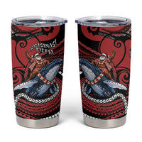 Tonga Christmas Tumbler Cup Santa Riding Humpback Whale DT05 Red - Polynesian Pride