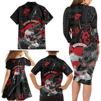 Personalised Hawaiian And Japanese Family Matching Long Sleeve Bodycon Dress and Hawaiian Shirt Aloha Koi Fish Palaka Patterns DT05 - Polynesian Pride