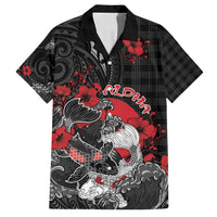 Personalised Hawaiian And Japanese Family Matching Long Sleeve Bodycon Dress and Hawaiian Shirt Aloha Koi Fish Palaka Patterns DT05 Dad's Shirt - Short Sleeve Black - Polynesian Pride
