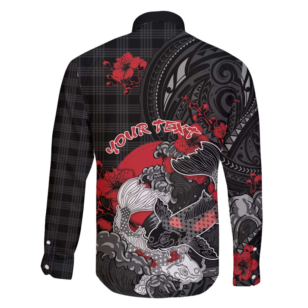 Personalised Hawaiian And Japanese Family Matching Long Sleeve Bodycon Dress and Hawaiian Shirt Aloha Koi Fish Palaka Patterns DT05 - Polynesian Pride