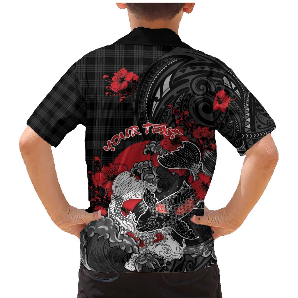 Personalised Hawaiian And Japanese Family Matching Mermaid Dress and Hawaiian Shirt Aloha Koi Fish Palaka Patterns DT05 - Polynesian Pride