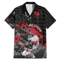 Personalised Hawaiian And Japanese Family Matching Mermaid Dress and Hawaiian Shirt Aloha Koi Fish Palaka Patterns DT05 Dad's Shirt - Short Sleeve Black - Polynesian Pride