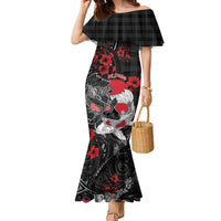 Personalised Hawaiian And Japanese Family Matching Mermaid Dress and Hawaiian Shirt Aloha Koi Fish Palaka Patterns DT05 Mom's Dress Black - Polynesian Pride