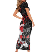 Personalised Hawaiian And Japanese Family Matching Short Sleeve Bodycon Dress and Hawaiian Shirt Aloha Koi Fish Palaka Patterns DT05 - Polynesian Pride