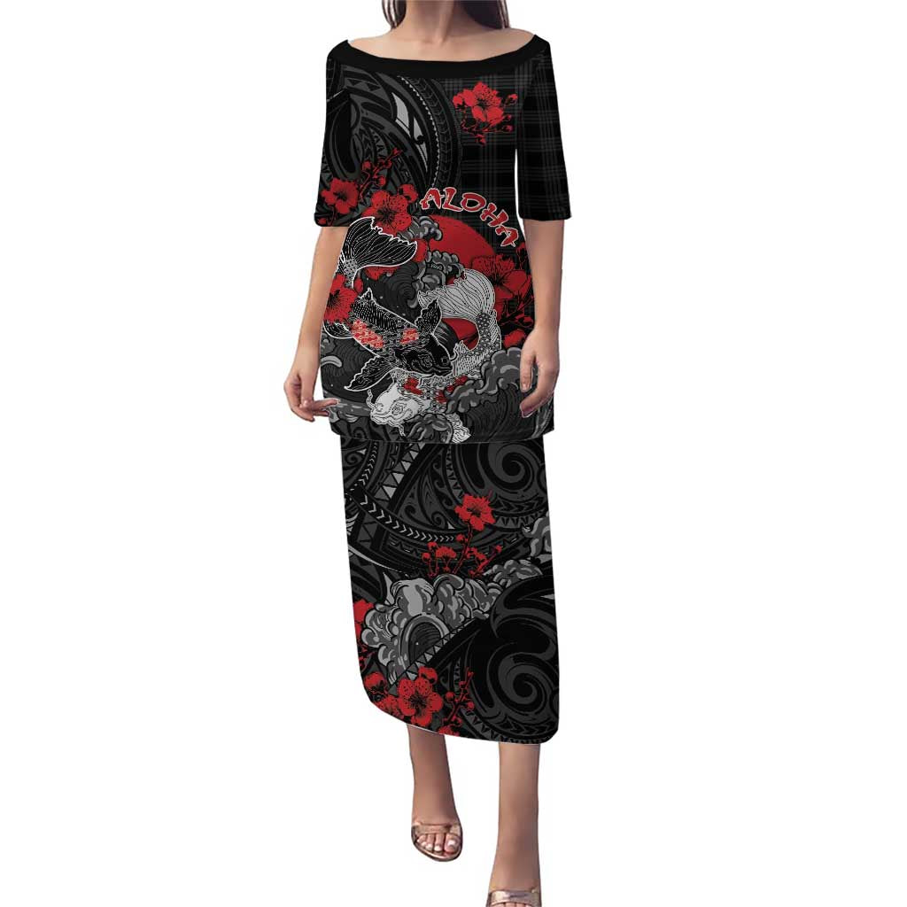 Personalised Hawaiian And Japanese Puletasi Aloha Koi Fish Palaka Patterns - Polynesian Pride