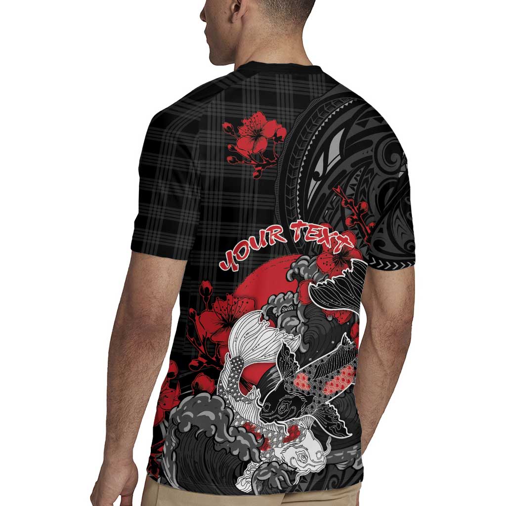 Personalised Hawaiian And Japanese Rugby Jersey Aloha Koi Fish Palaka Patterns - Polynesian Pride