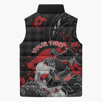Personalised Hawaiian And Japanese Sleeveless Puffer Jacket Aloha Koi Fish Palaka Patterns - Polynesian Pride