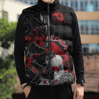 Personalised Hawaiian And Japanese Sleeveless Puffer Jacket Aloha Koi Fish Palaka Patterns - Polynesian Pride