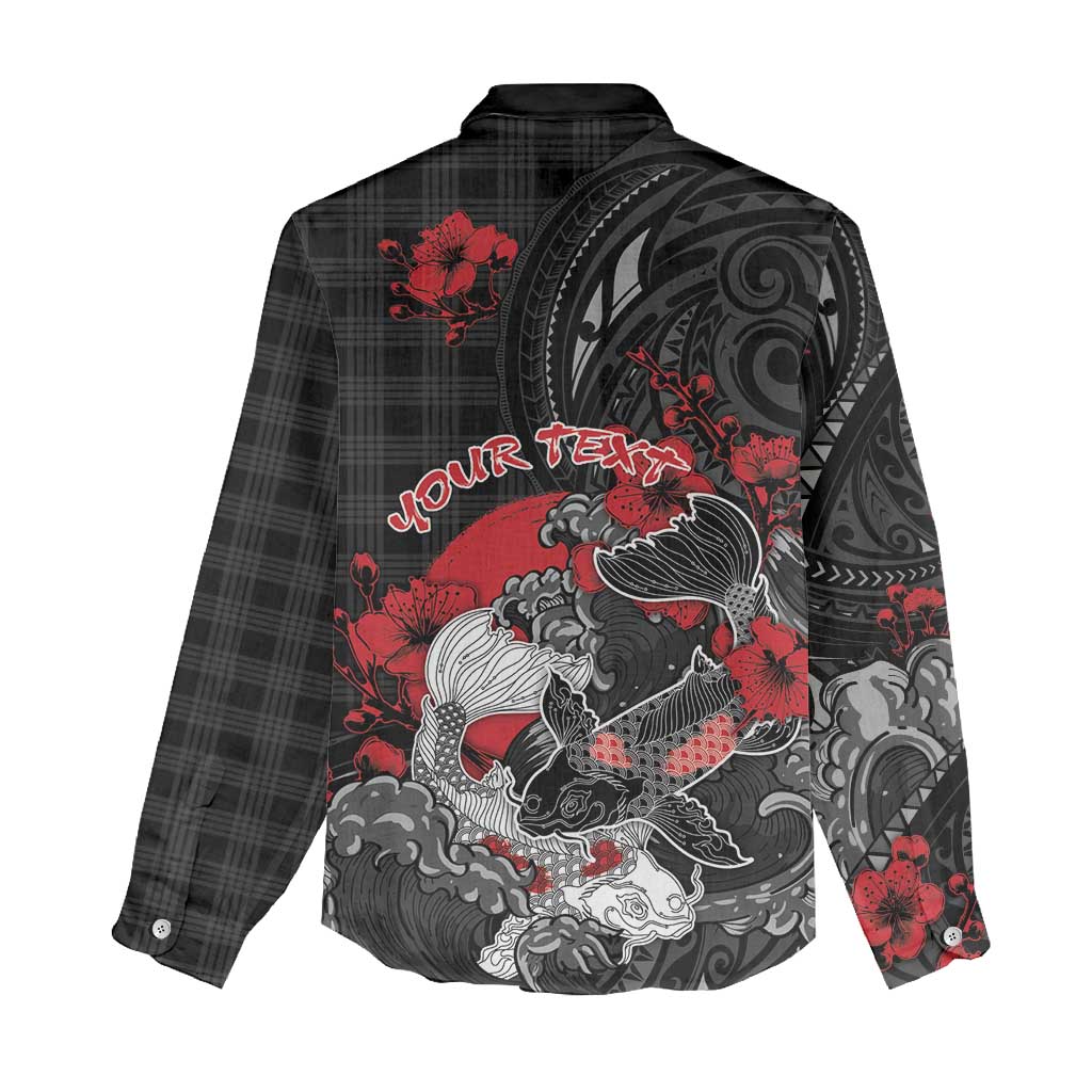Personalised Hawaiian And Japanese Women Casual Shirt Aloha Koi Fish Palaka Patterns - Polynesian Pride