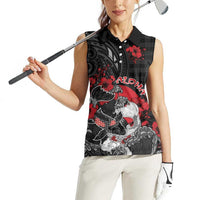 Personalised Hawaiian And Japanese Women Sleeveless Polo Shirt Aloha Koi Fish Palaka Patterns - Polynesian Pride