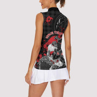 Personalised Hawaiian And Japanese Women Sleeveless Polo Shirt Aloha Koi Fish Palaka Patterns - Polynesian Pride