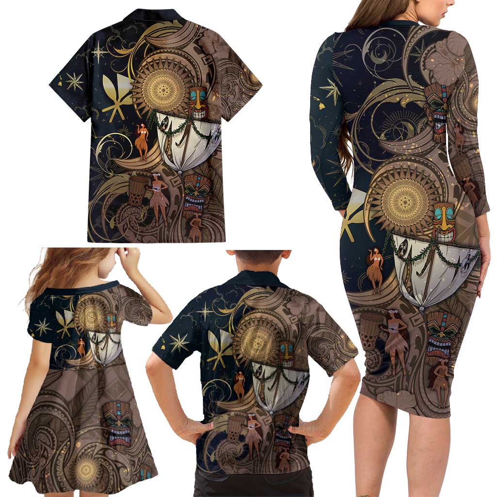 Hawaii Makahiki Family Matching Long Sleeve Bodycon Dress and Hawaiian Shirt Polynesian Sky And Earth DT05 - Polynesian Pride