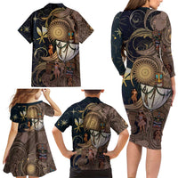 Hawaii Makahiki Family Matching Long Sleeve Bodycon Dress and Hawaiian Shirt Polynesian Sky And Earth DT05 - Polynesian Pride