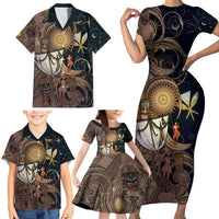 Hawaii Makahiki Family Matching Short Sleeve Bodycon Dress and Hawaiian Shirt Polynesian Sky And Earth DT05 - Polynesian Pride