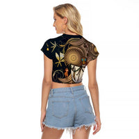 Hawaii Makahiki Raglan Cropped T Shirt Polynesian Sky And Earth - Polynesian Pride
