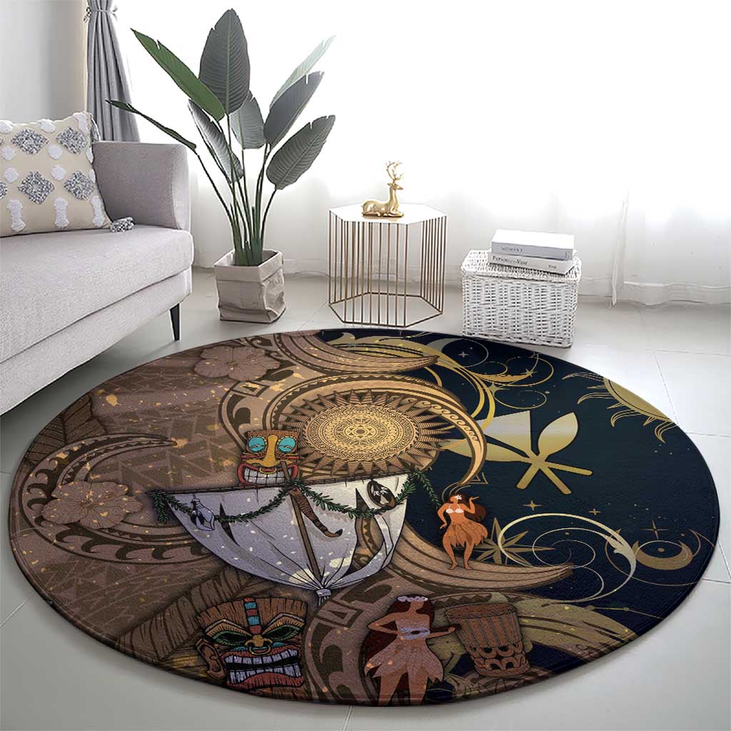 Hawaii Makahiki Round Carpet Polynesian Sky And Earth - Polynesian Pride