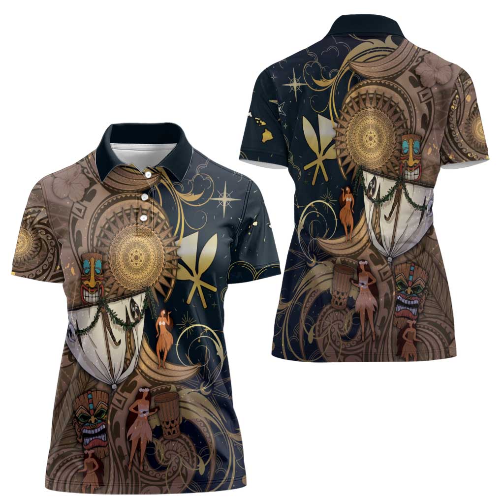 Hawaii Makahiki Women Polo Shirt Polynesian Sky And Earth DT05 - Polynesian Pride