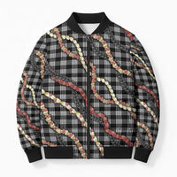 Hawaii Palaka Niihau Shell Lei Bomber Puffer Jacket Tropical Island Plaid Patterns