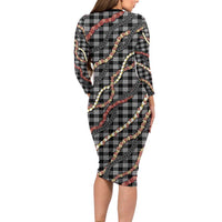 Hawaii Palaka Niihau Shell Lei Family Matching Long Sleeve Bodycon Dress and Hawaiian Shirt Tropical Island Plaid Patterns DT05 - Polynesian Pride