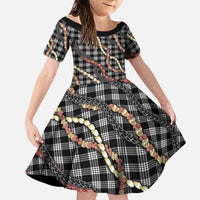 Hawaii Palaka Niihau Shell Lei Family Matching Mermaid Dress and Hawaiian Shirt Tropical Island Plaid Patterns