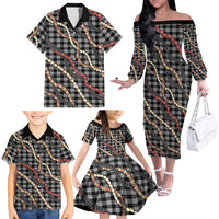 Hawaii Palaka Niihau Shell Lei Family Matching Off The Shoulder Long Sleeve Dress and Hawaiian Shirt Tropical Island Plaid Patterns DT05 - Polynesian Pride