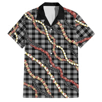 Hawaii Palaka Niihau Shell Lei Family Matching Short Sleeve Bodycon Dress and Hawaiian Shirt Tropical Island Plaid Patterns DT05 Dad's Shirt - Short Sleeve Black - Polynesian Pride