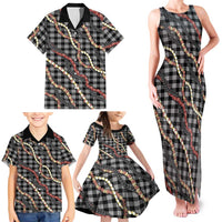 Hawaii Palaka Niihau Shell Lei Family Matching Tank Maxi Dress and Hawaiian Shirt Tropical Island Plaid Patterns